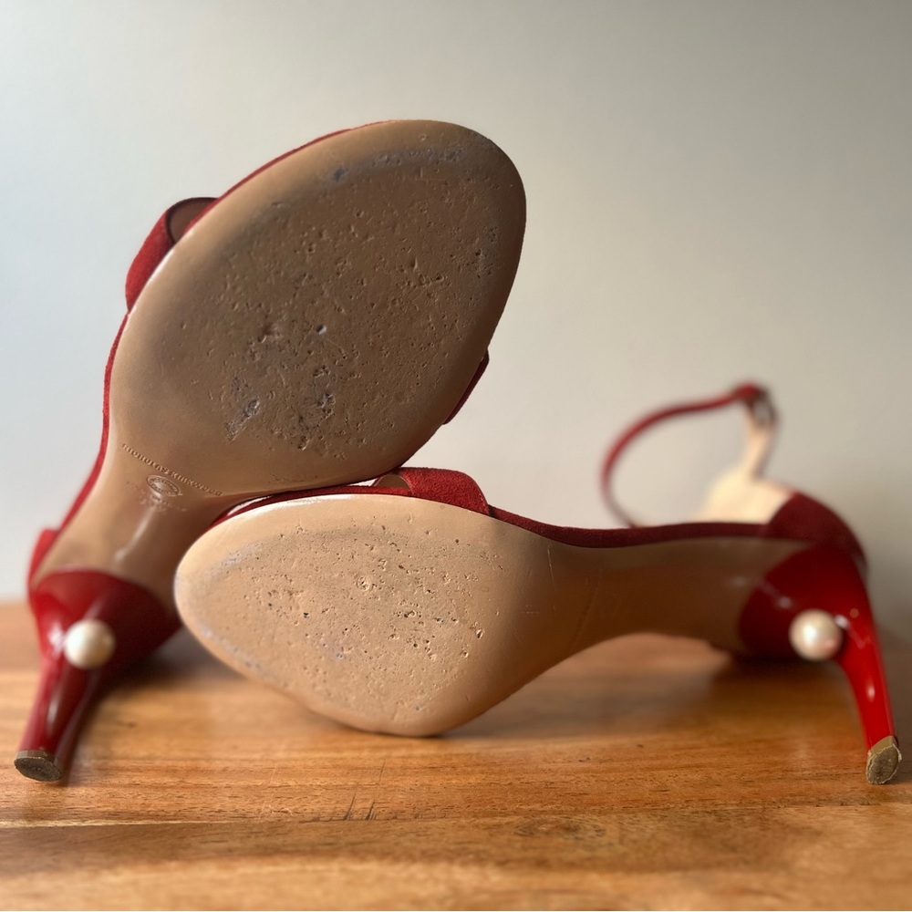 Nicholas Kirkwood Red Heels with Pearl Detail - Picture 5 of 8